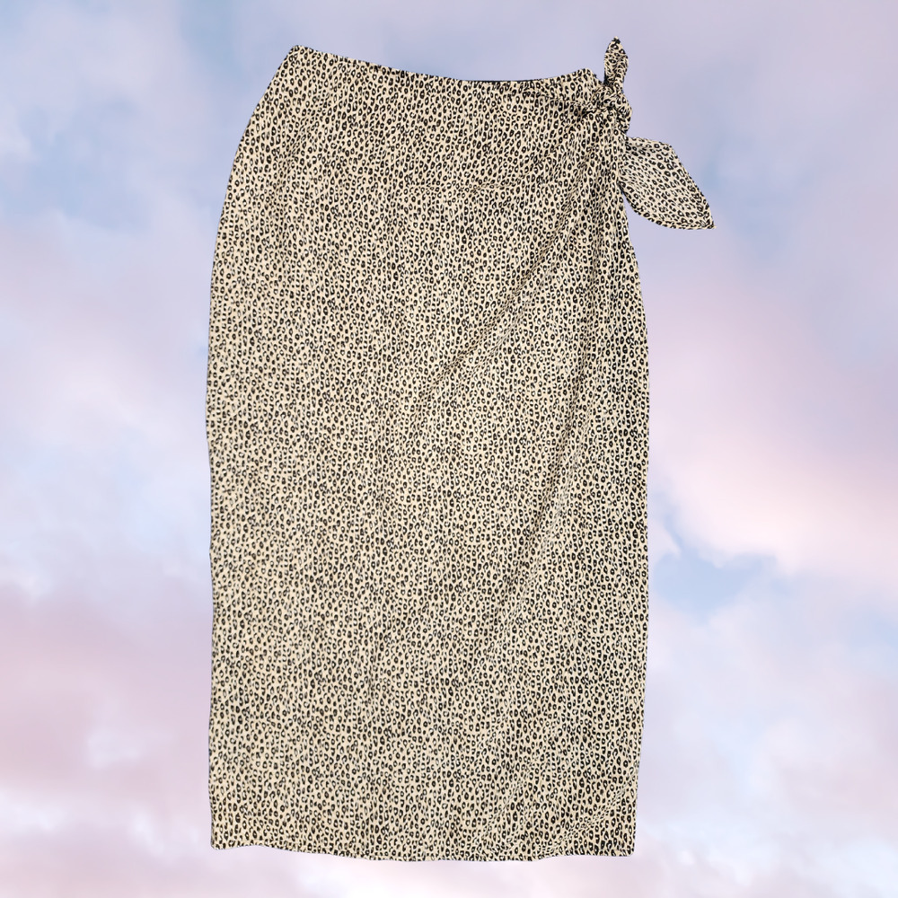 Vtg Patricia Jones USA Leopard Cheetah Print Long Maxi Wrap Tulip Skirt Sz 2P